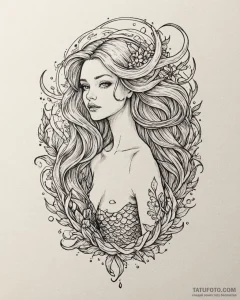 A neo-traditional tattoo of a beautiful, dang... - эскиз тату (№1753014314_0, 20.07.2025 12:25) — Tatufoto.com