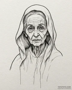 A watercolor sketch of the old woman ghost fr... - эскиз тату (№1753014653_0, 20.07.2025 12:30) — Tatufoto.com