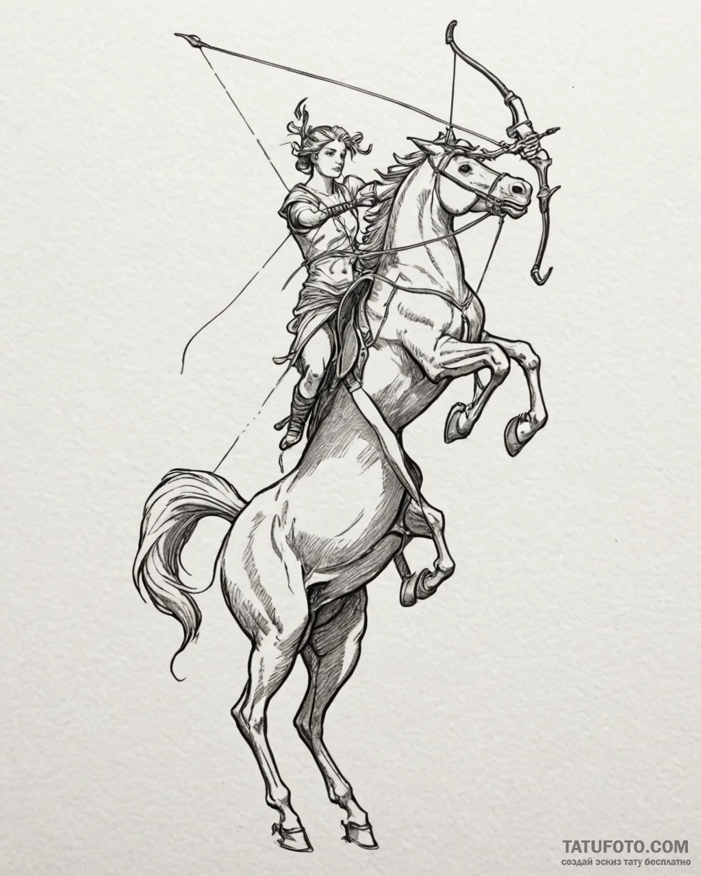 A sketch of a centaur archer, powerful and my… — эскиз тату (№1753014907_0, 20.07.2025 12:35) — Tatufoto.com