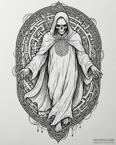 Tattoo sketch a stylized ghost from a maze ga... - эскиз тату (№1753014991_0, 20.07.2025 12:36) — Tatufoto.com