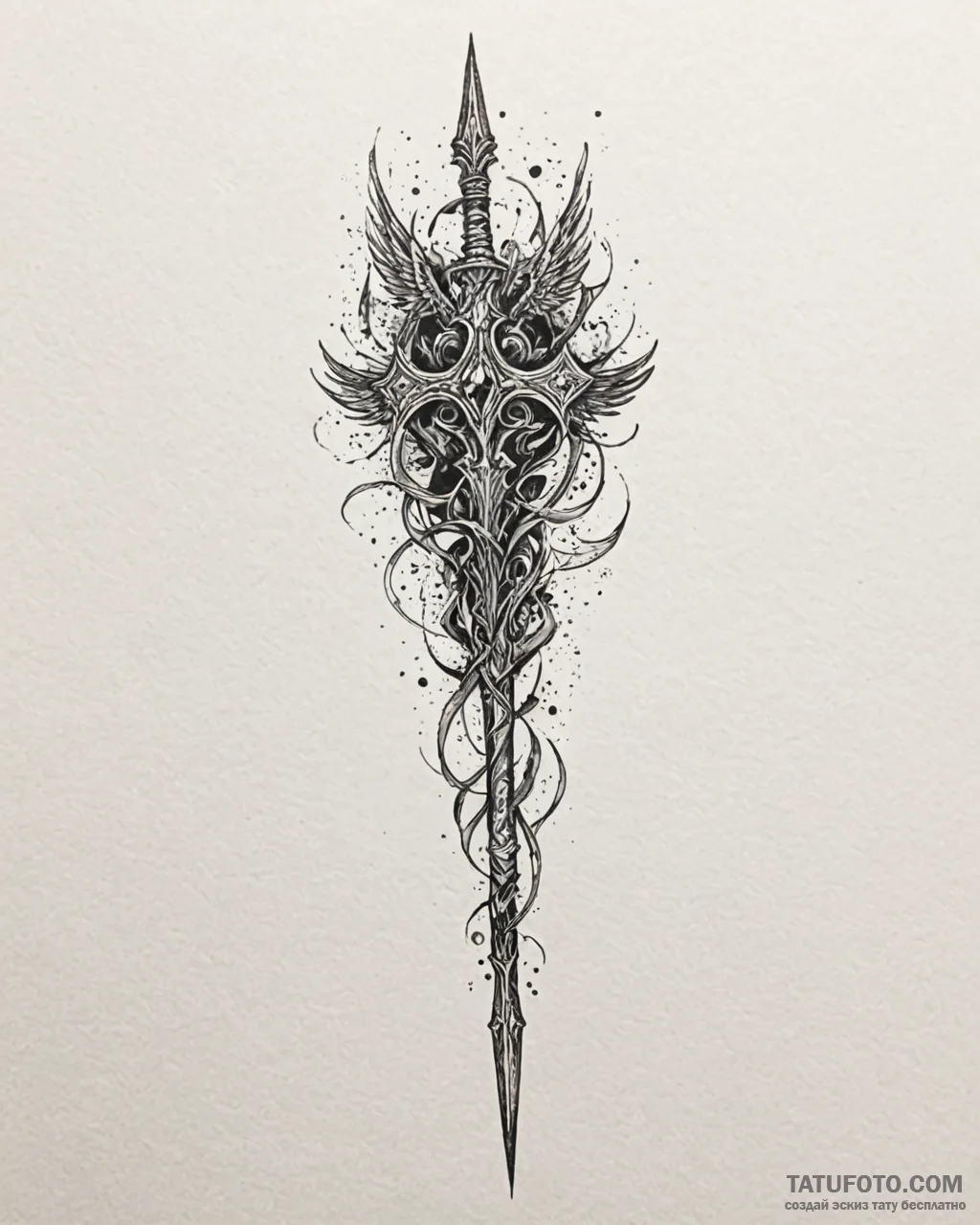 A linework tattoo of the spear of destiny fro... - эскиз тату (№1753015328_0, 20.07.2025 12:42) — Tatufoto.com