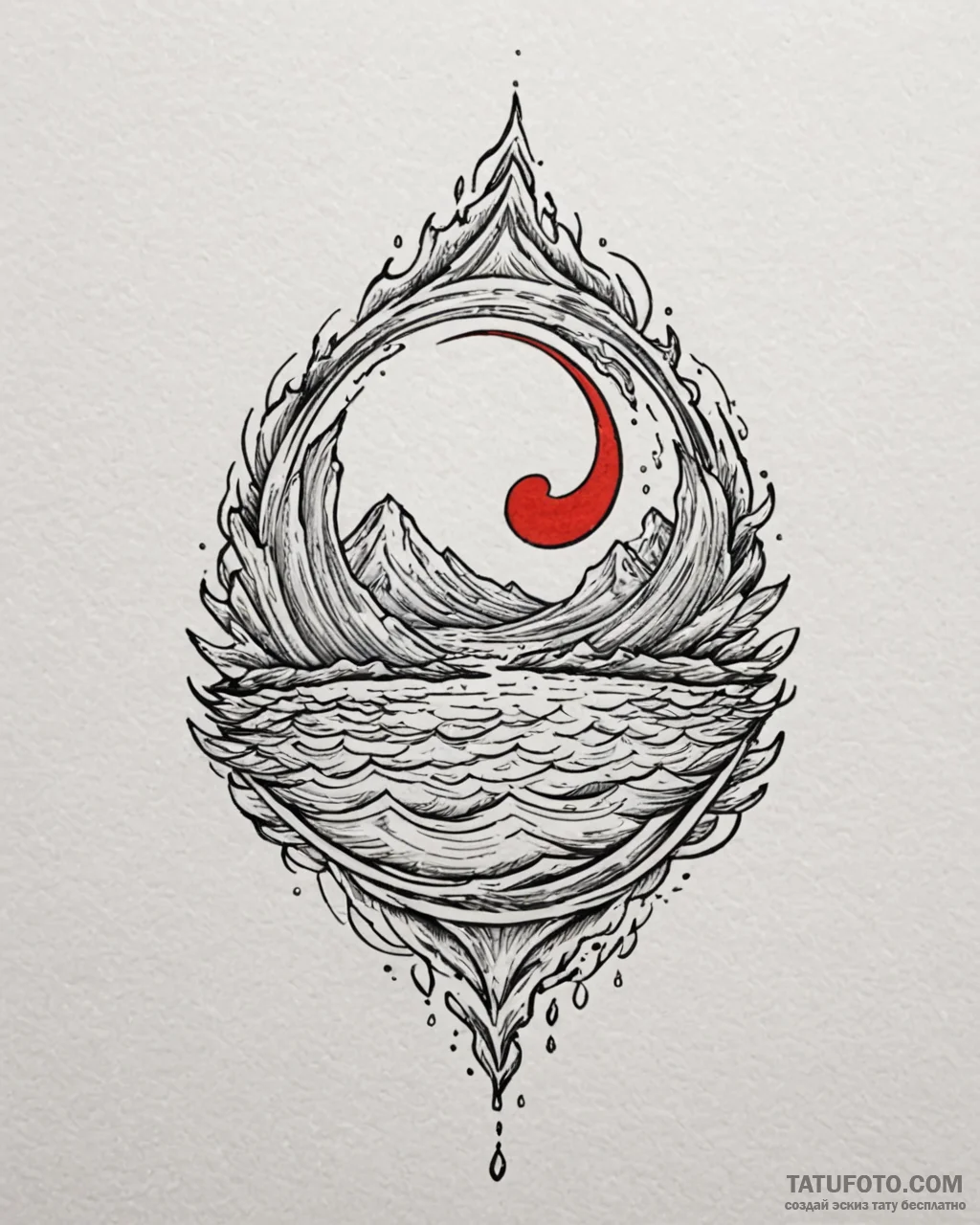Tattoo design a single, perfect ripple expand... - эскиз тату (№1753015581_0, 20.07.2025 12:46) — Tatufoto.com