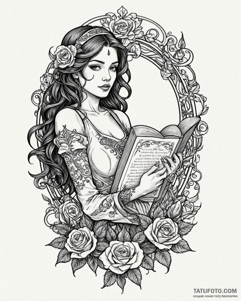 Tattoo design a graceful virgo maiden, holdin... - эскиз тату (№1753015749_0, 20.07.2025 12:49) — Tatufoto.com