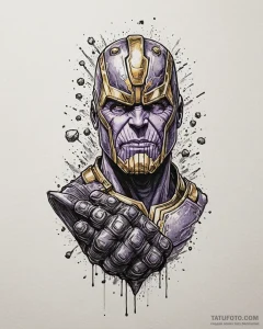 A trash polka portrait of thanos with the inf... - эскиз тату (№1753016004_0, 20.07.2025 12:53) — Tatufoto.com