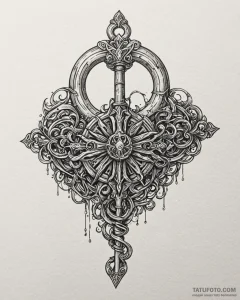 Tattoo design a stylized dungeon key with a u... - эскиз тату (№1753016088_0, 20.07.2025 12:54) — Tatufoto.com