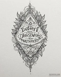 Tattoo design a quote about self-discovery.,... - эскиз тату (№1753016422_0, 20.07.2025 13:00) — Tatufoto.com