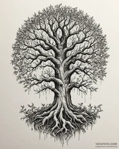 Tattoo design a powerful, ancient banyan tree... - эскиз тату (№1753016670_0, 20.07.2025 13:04) — Tatufoto.com