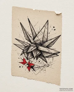 Origami, artistic tattoo sketch, on a clean w... - эскиз тату (№1753016836_0, 20.07.2025 13:07) — Tatufoto.com