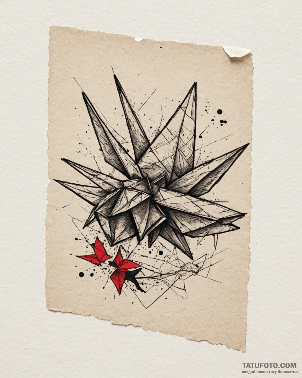 Origami, artistic tattoo sketch, on a clean w… — эскиз тату (№1753016836_0, 20.07.2025 13:07) — Tatufoto.com