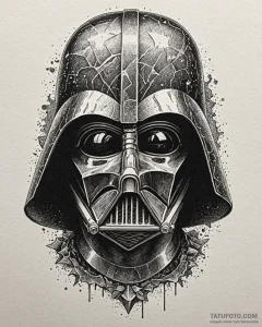 A sketch style portrait of darth vader, half... - эскиз тату (№1753017166_0, 20.07.2025 13:12) — Tatufoto.com