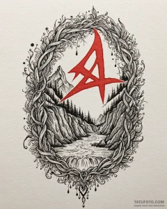 112. tattoo design: an "istok" rune integrate... - эскиз тату (№1753017996_0, 20.07.2025 13:26) — Tatufoto.com