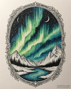 The northern lights (aurora borealis) dancing... - эскиз тату (№1753018079_0, 20.07.2025 13:27) — Tatufoto.com
