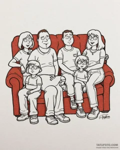 A sketch of the main characters from family g... - эскиз тату (№1753018244_0, 20.07.2025 13:30) — Tatufoto.com