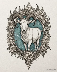 Tattoo design a capricorn goat-fish, half ear... - эскиз тату (№1753018491_0, 20.07.2025 13:34) — Tatufoto.com