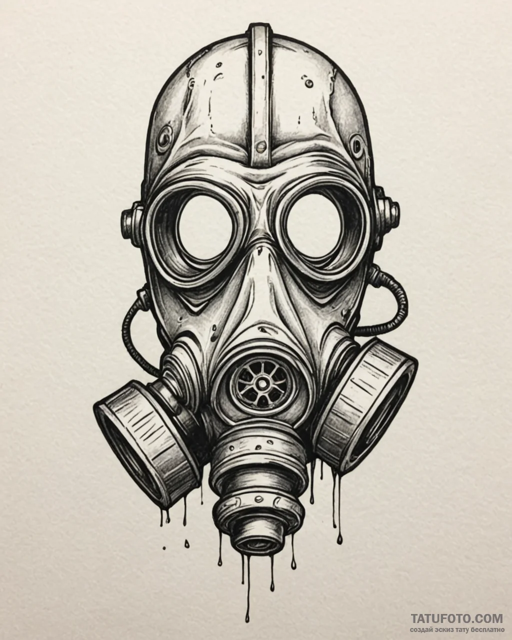 Tattoo sketch a stylized gas mask with a sing… — эскиз тату (№1753018656_0, 20.07.2025 13:37) — Tatufoto.com