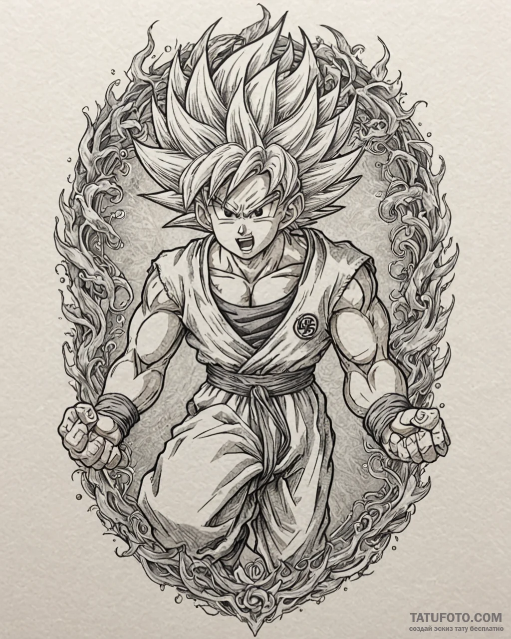 A sketch of son goku from dragon ball z, in h... - эскиз тату (№1753018822_0, 20.07.2025 13:40) — Tatufoto.com