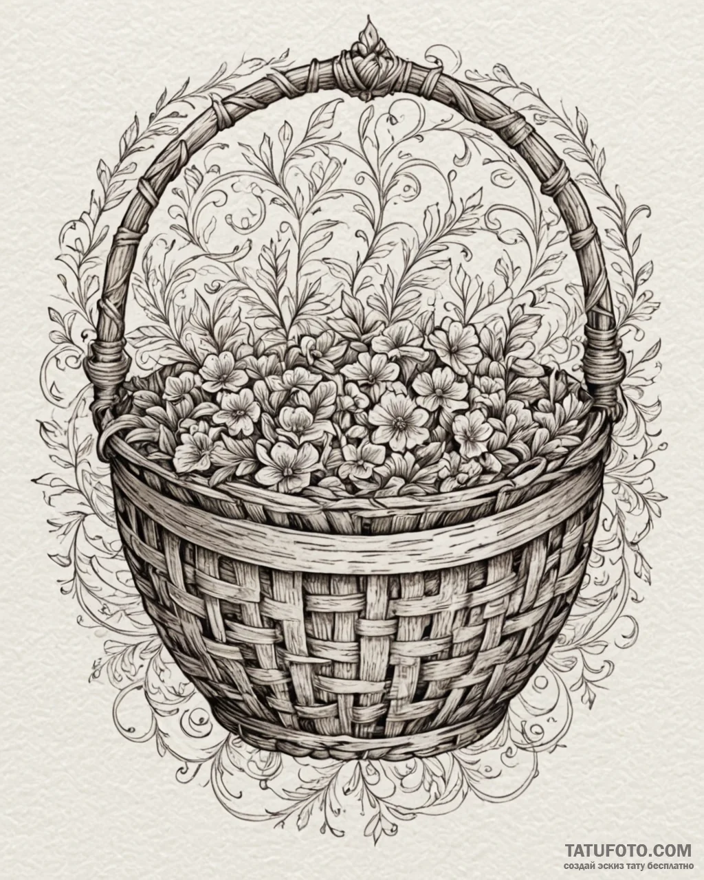 A close-up of a woven basket's texture., tatt... - эскиз тату (№1753020141_0, 20.07.2025 14:02) — Tatufoto.com