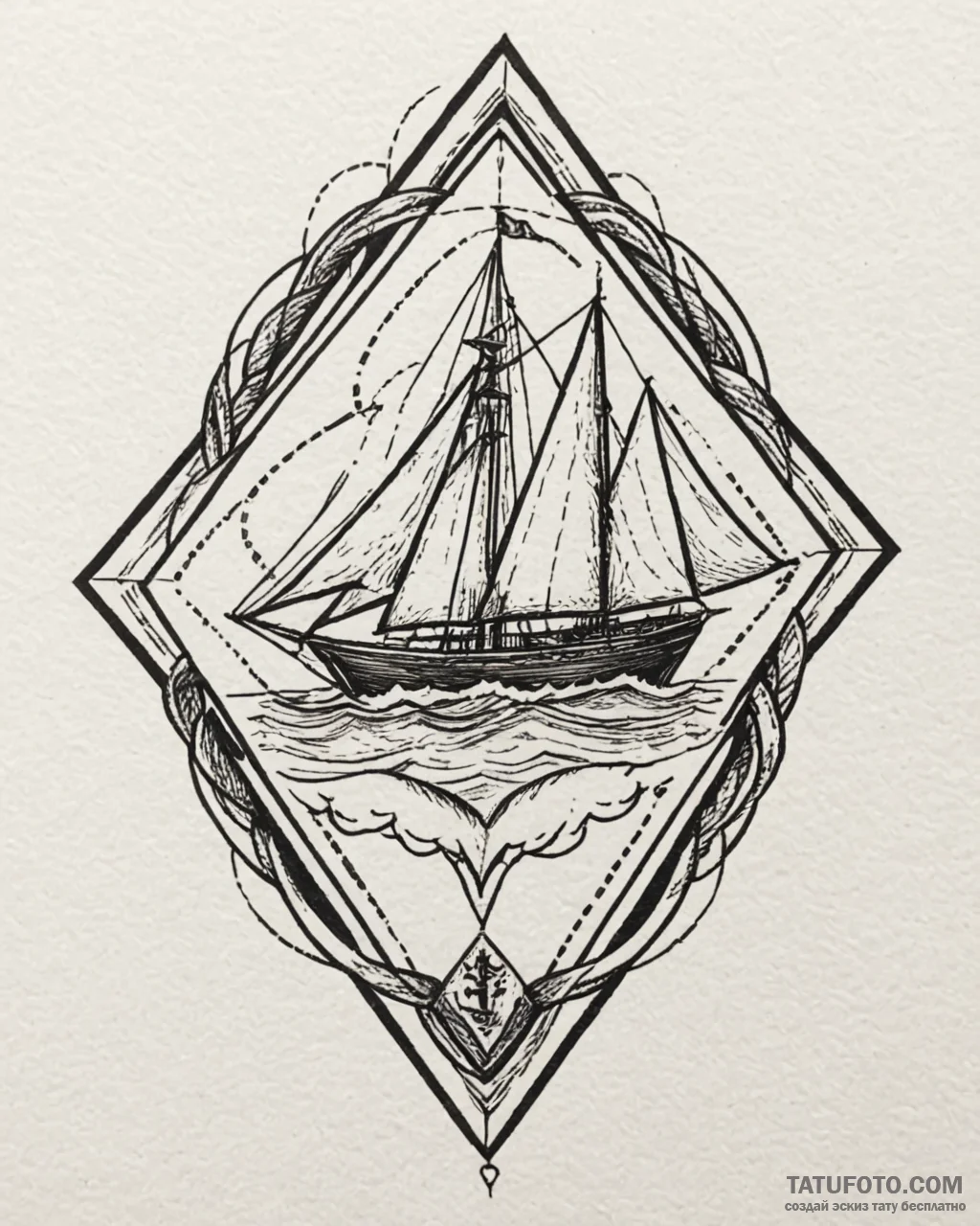 Rhombus, tattoo drawing outline, muted color… — эскиз тату (№1753020470_0, 20.07.2025 14:07) — Tatufoto.com