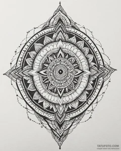 Tattoo design: a geometrical mandala incorpor... - эскиз тату (№1753020635_0, 20.07.2025 14:10) — Tatufoto.com