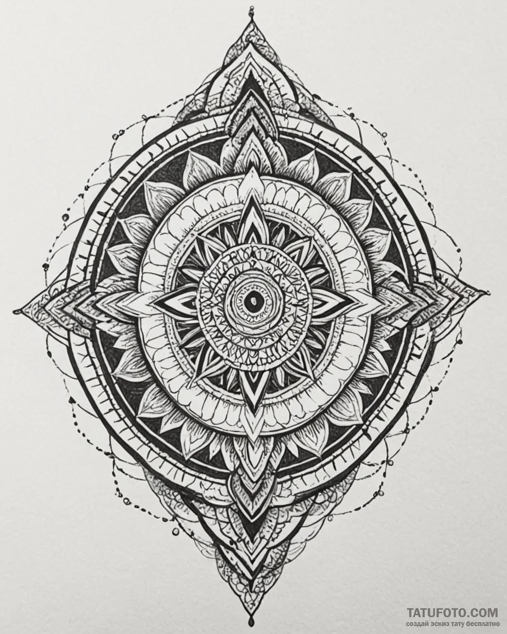 Tattoo design: a geometrical mandala incorpor... - эскиз тату (№1753020635_0, 20.07.2025 14:10) — Tatufoto.com