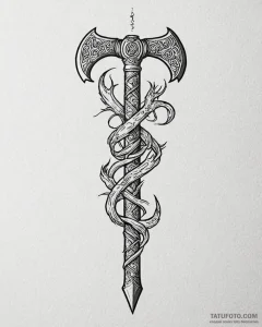 117. tattoo design: an "oud" rune intertwined... - эскиз тату (№1753021049_0, 20.07.2025 14:17) — Tatufoto.com