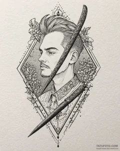 Straight razor, tattoo sketch design, muted c... - эскиз тату (№1753022212_0, 20.07.2025 14:36) — Tatufoto.com