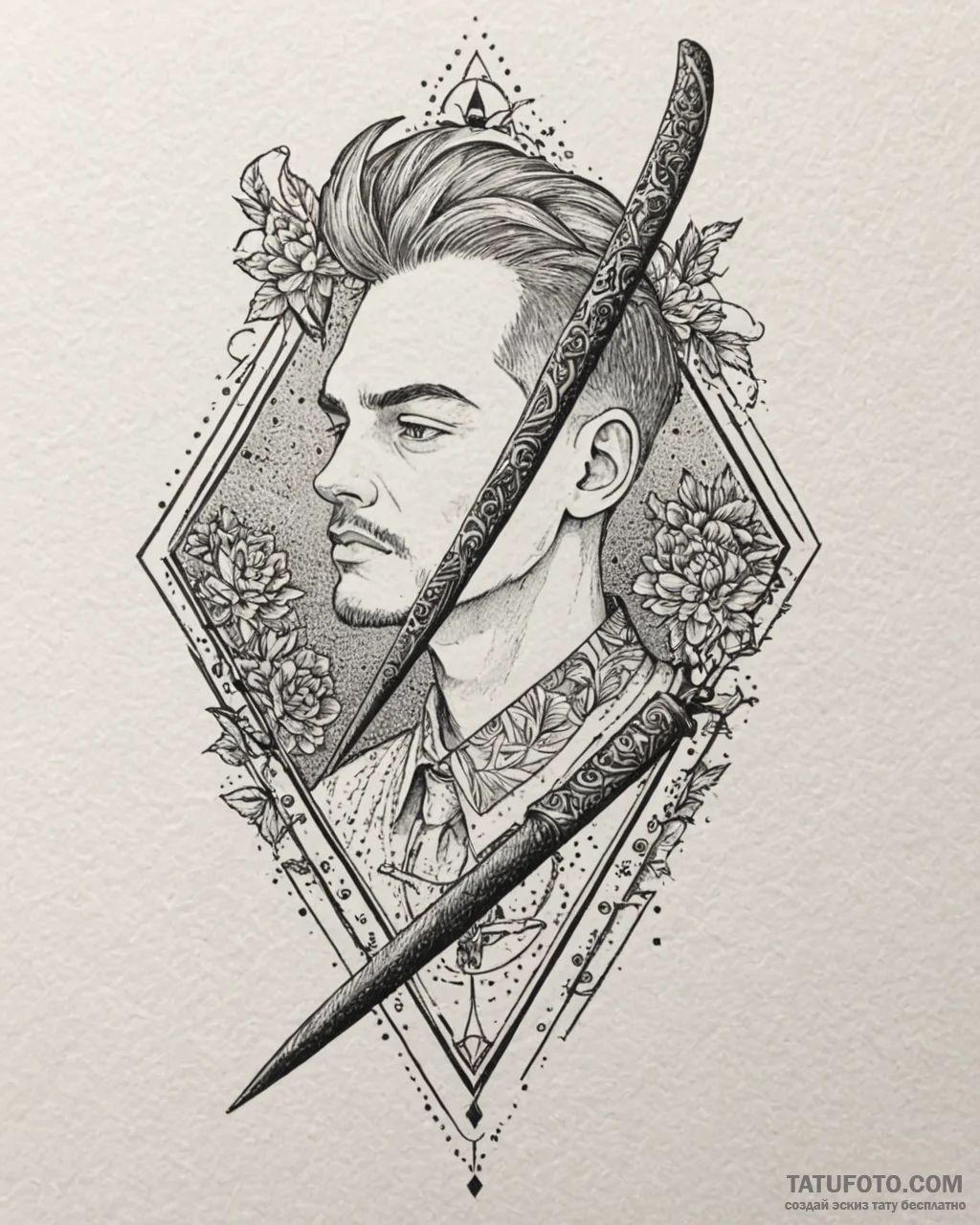 Straight razor, tattoo sketch design, muted c… — эскиз тату (№1753022212_0, 20.07.2025 14:36) — Tatufoto.com