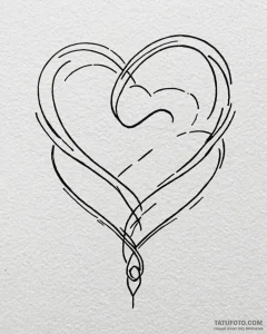 Tattoo sketch a heart made of a single contin... - эскиз тату (№1753023045_0, 20.07.2025 14:50) — Tatufoto.com