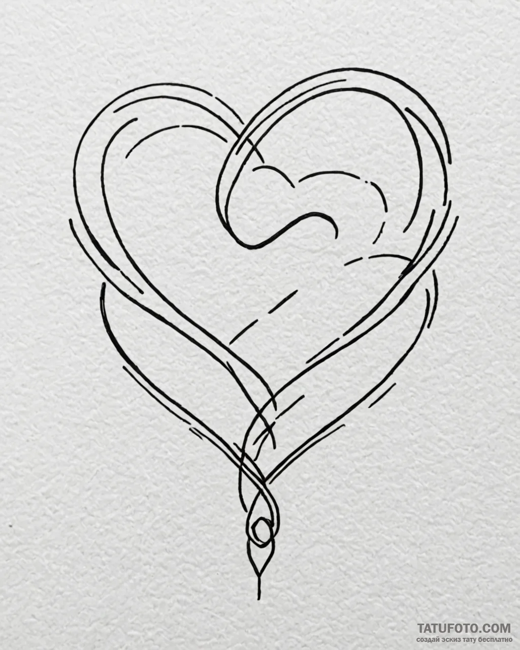 Tattoo sketch a heart made of a single contin… — эскиз тату (№1753023045_0, 20.07.2025 14:50) — Tatufoto.com