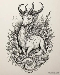 Tattoo design a capricorn goat-fish trying to... - эскиз тату (№1753023375_0, 20.07.2025 14:56) — Tatufoto.com