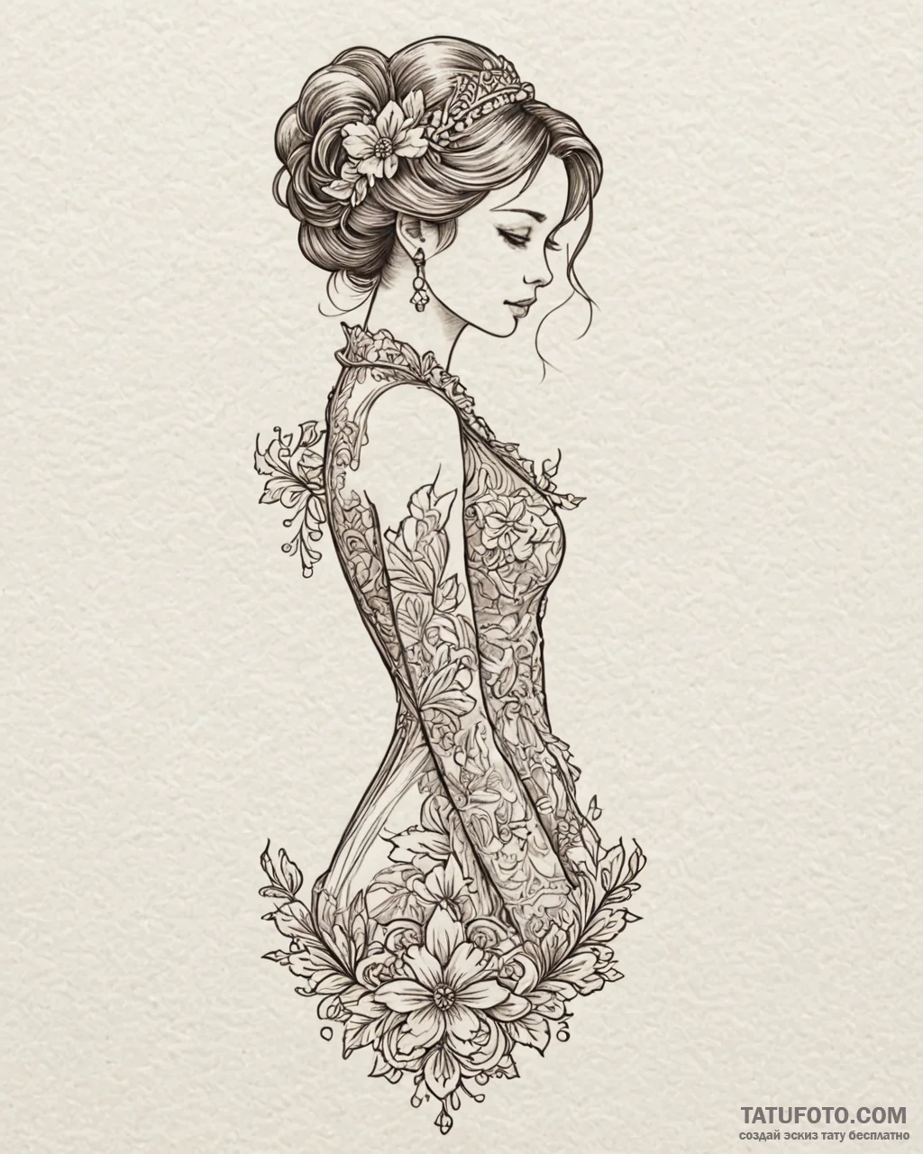 Tattoo design a delicate lace pattern creatin... - эскиз тату (№1753023706_0, 20.07.2025 15:01) — Tatufoto.com