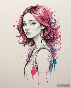 A sketch of the main character from lady bird... - эскиз тату (№1753023789_0, 20.07.2025 15:03) — Tatufoto.com