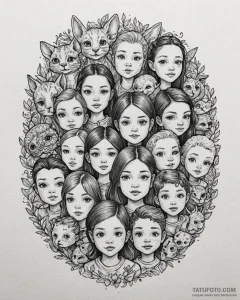 Tattoo design a collection of small, cute doo... - эскиз тату (№1753023954_0, 20.07.2025 15:05) — Tatufoto.com