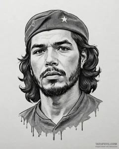Che guevara, tattoo line art, on a clean whit... - эскиз тату (№1753024037_0, 20.07.2025 15:07) — Tatufoto.com