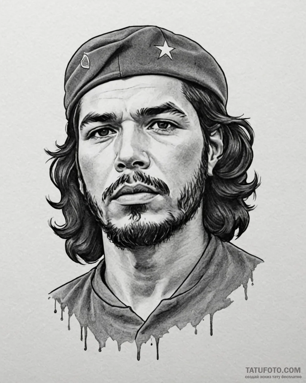 Che guevara, tattoo line art, on a clean whit… — эскиз тату (№1753024037_0, 20.07.2025 15:07) — Tatufoto.com