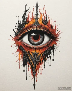 Trash polka style tattoo of the eye of sauron... - эскиз тату (№1753024284_0, 20.07.2025 15:11) — Tatufoto.com