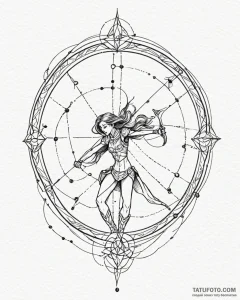Tattoo sketch a sagittarius archer aiming at... - эскиз тату (№1753024532_0, 20.07.2025 15:15) — Tatufoto.com