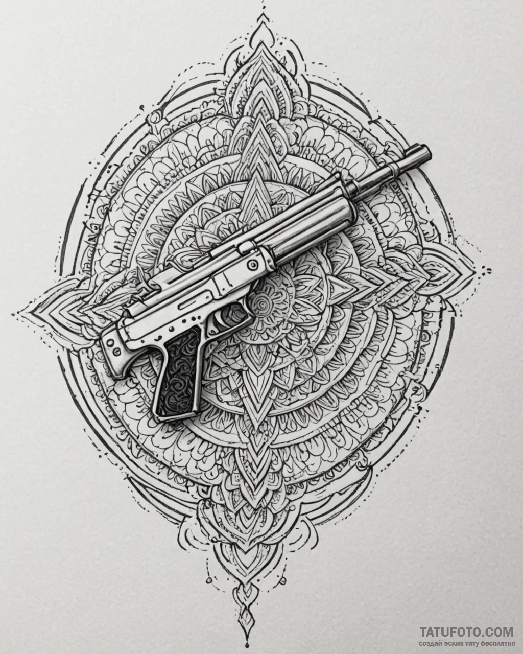 A sketch of a thompson submachine gun, the we… — эскиз тату (№1753024865_0, 20.07.2025 15:21) — Tatufoto.com
