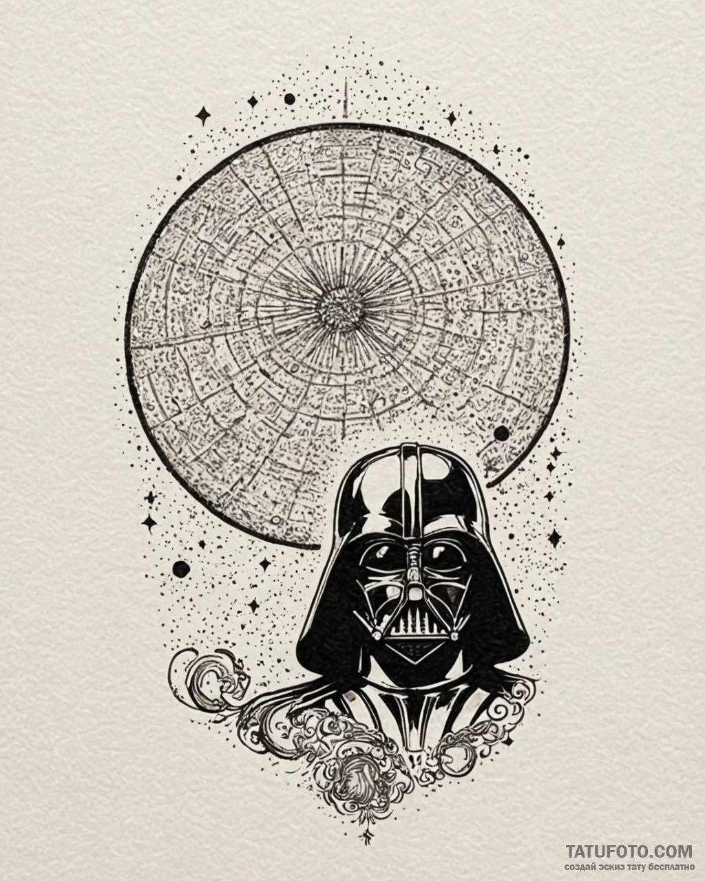 Linework tattoo design of darth vader’s silho… — эскиз тату (№1753025030_0, 20.07.2025 15:23) — Tatufoto.com
