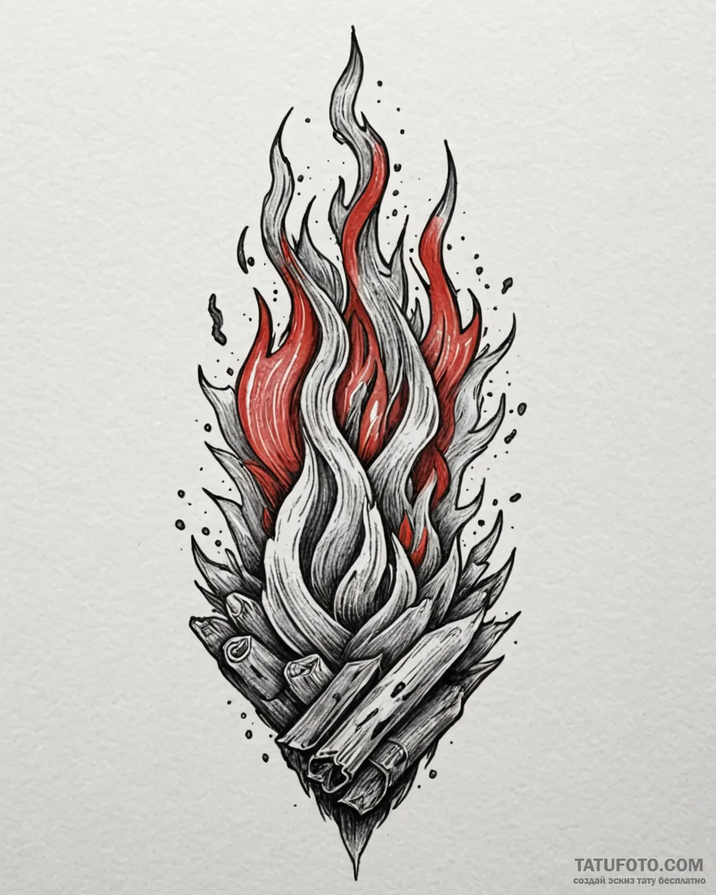 Fire, ink illustration for tattoo, black and... - эскиз тату (№1753025444_0, 20.07.2025 15:30) — Tatufoto.com