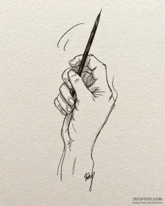 A person practicing calligraphy with a brush... - эскиз тату (№1753025774_0, 20.07.2025 15:36) — Tatufoto.com