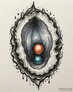 Tattoo design a delicate pearl in an open oys... - эскиз тату (№1753025856_0, 20.07.2025 15:37) — Tatufoto.com