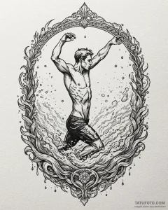 Tattoo design a powerful swimmer's silhouette... - эскиз тату (№1753025938_0, 20.07.2025 15:38) — Tatufoto.com