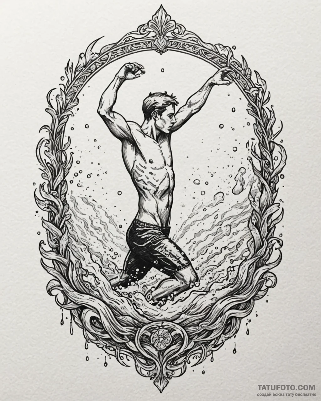 Tattoo design a powerful swimmer’s silhouette… — эскиз тату (№1753025938_0, 20.07.2025 15:38) — Tatufoto.com