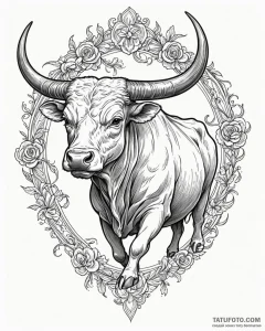 Tattoo design a taurus bull, depicted in a fl... - эскиз тату (№1753026103_0, 20.07.2025 15:41) — Tatufoto.com