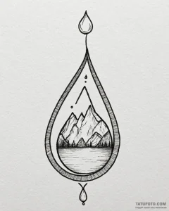 Tattoo sketch a single, perfectly formed tear... - эскиз тату (№1753026268_0, 20.07.2025 15:44) — Tatufoto.com