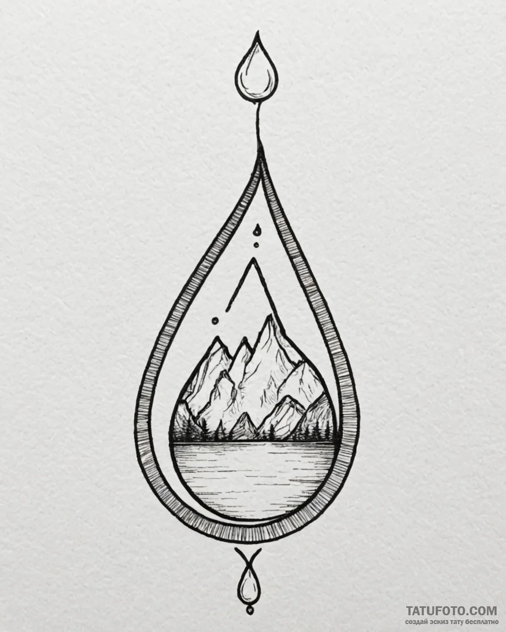Tattoo sketch a single, perfectly formed tear... - эскиз тату (№1753026268_0, 20.07.2025 15:44) — Tatufoto.com