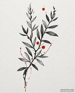 Olive branch, tattoo drawing outline, on a cl... - эскиз тату (№1753026598_0, 20.07.2025 15:49) — Tatufoto.com