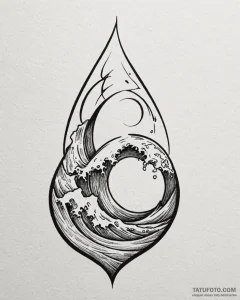 Tattoo sketch a single teardrop that subtly f... - эскиз тату (№1753026681_0, 20.07.2025 15:51) — Tatufoto.com