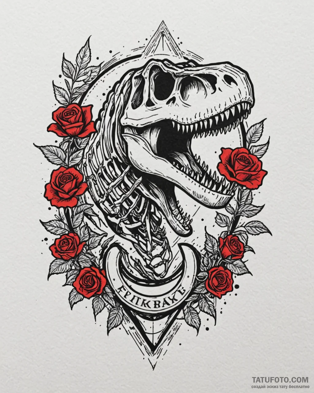A minimalist linework tattoo of the t-rex ske… — эскиз тату (№1753026845_0, 20.07.2025 15:54) — Tatufoto.com